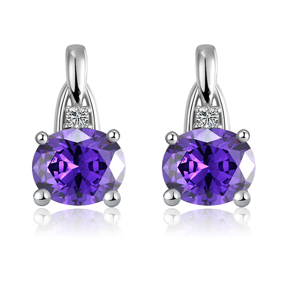 Drop Stud Earrings for Women Purple Oval Cz Sterling Silver Womens Ginger Lyne Collection