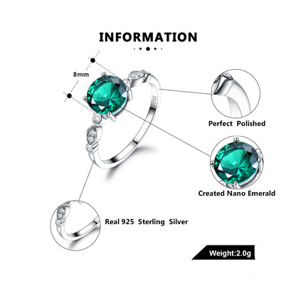 EngagementRingforWomenRoundBirthstoneEmeraldSterlingSilverGingerLyneCollection_Green-7