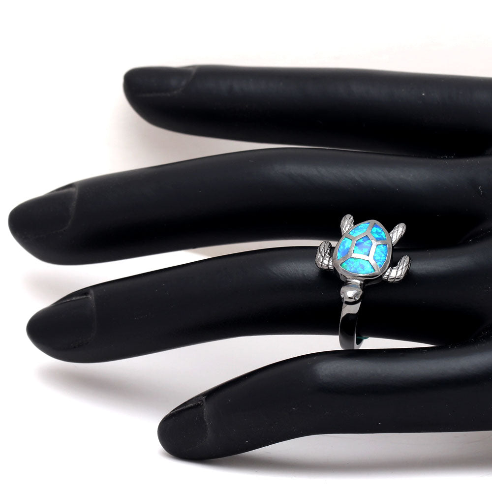 SeaTurtleRingforWomenBlackPlatedSettingFireOpalGingerLyneCollection_Blue-3