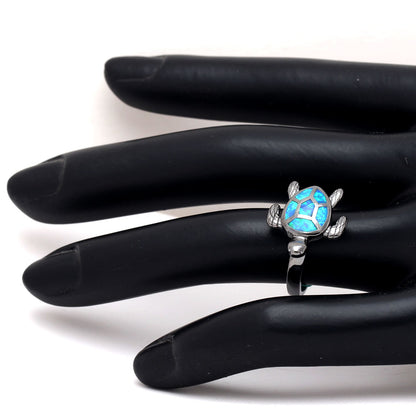 SeaTurtleRingforWomenBlackPlatedSettingFireOpalGingerLyneCollection_Blue-3