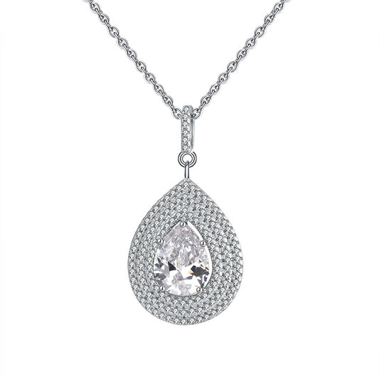 Teardrop Pendant Necklace for Women Sterling Silver Pave Cz Ginger Lyne Collection