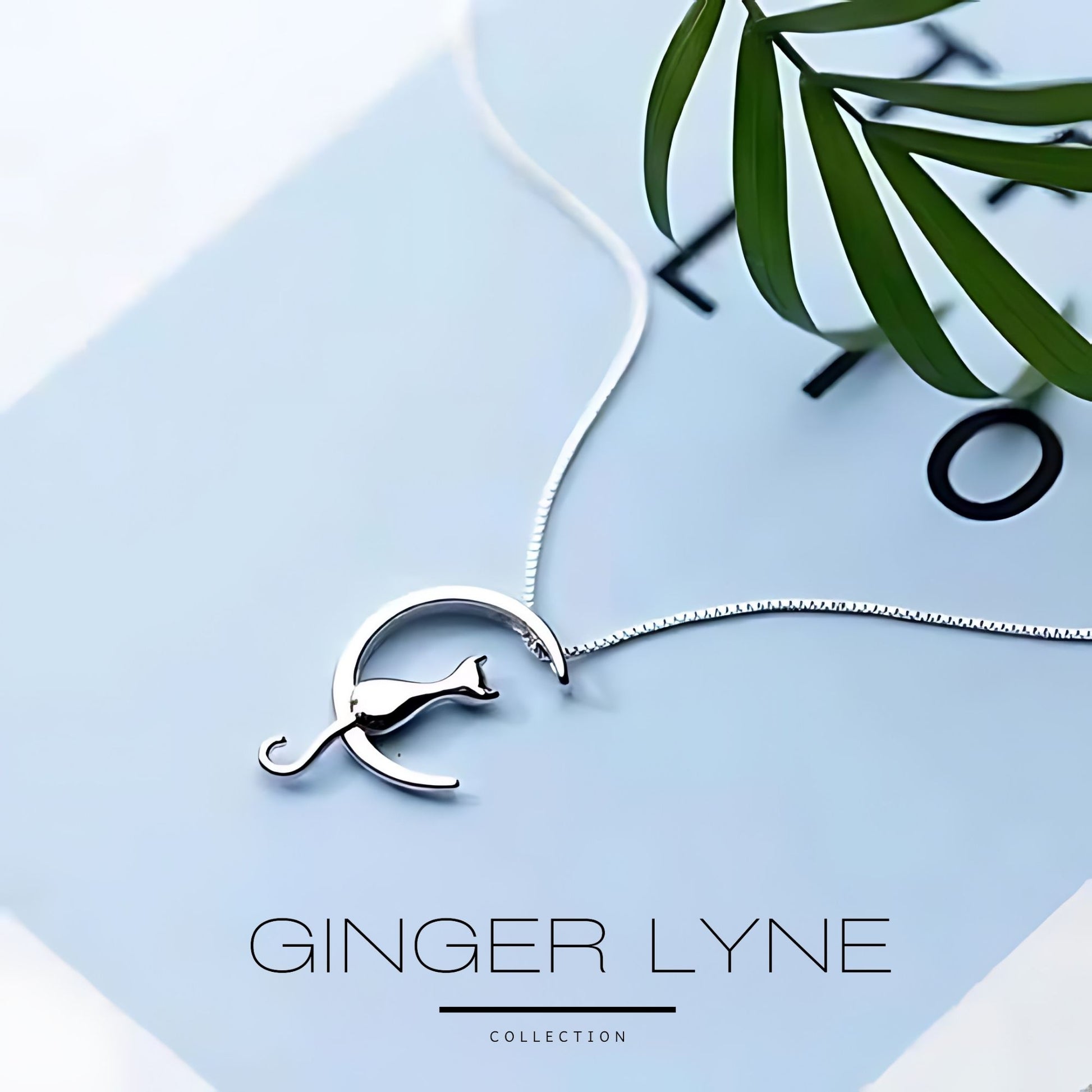 CatonMoonNecklaceforWomenKittyPendantandChain14ktWhiteGoldPlatedGingerLyneCollection_Silver-2