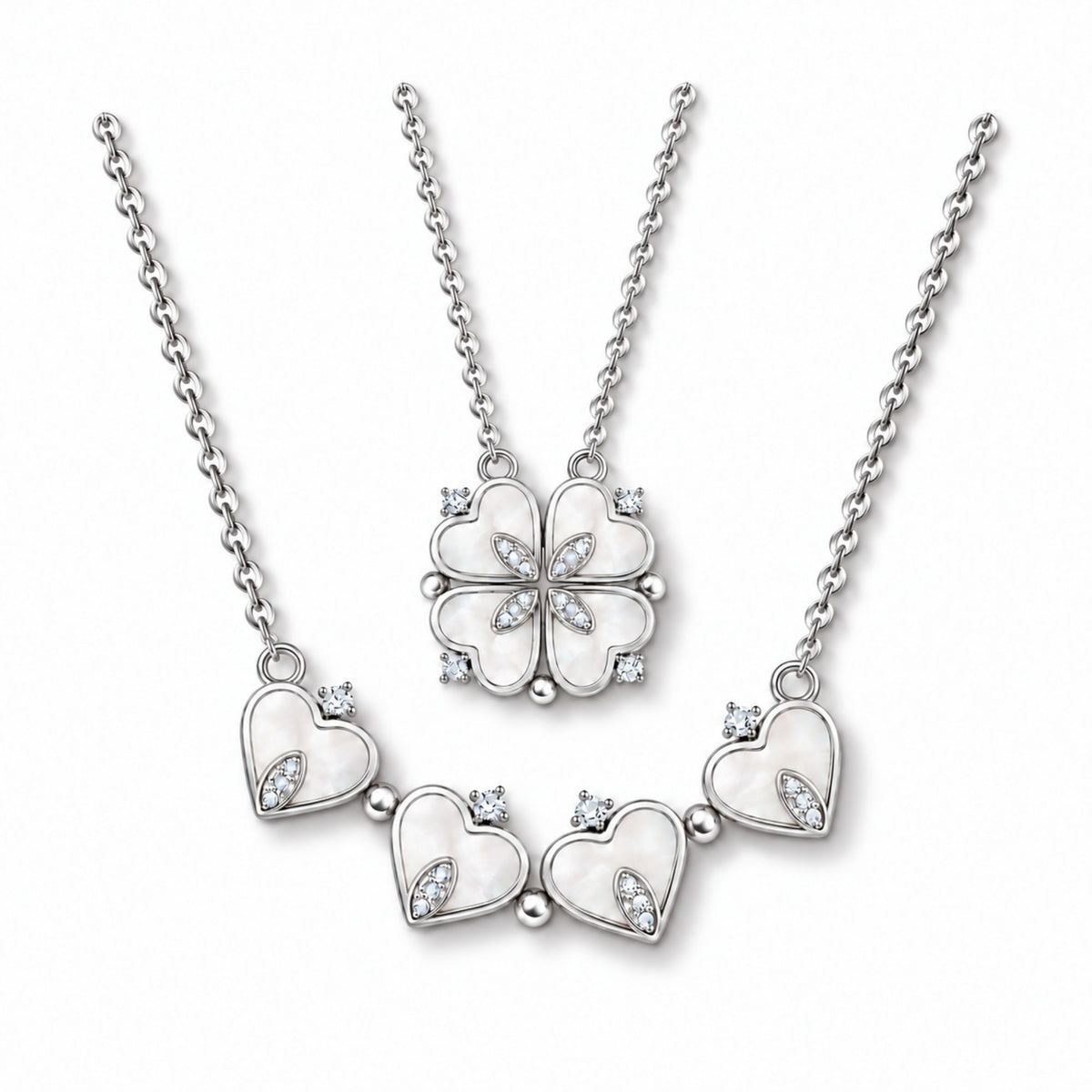 Heart to Clover 2 in 1 Pendant Necklace for Women CZ by Ginger Lyne Collection