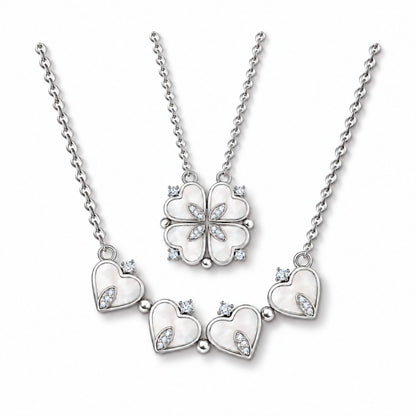 Heart to Clover 2 in 1 Pendant Necklace for Women CZ by Ginger Lyne Collection