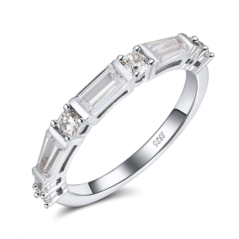 Anniversary Band Ring for Women Baguette Cz Sterling Silver Ginger Lyne Collection - 11