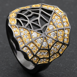 Spider Web Statement Ring Goth Black Plated Cz Girls Women Ginger Lyne Collection - 10