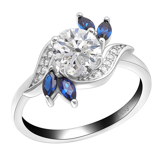 Cherish Engagement Ring Sterling Silver Blue Marquise Women Ginger Lyne Collection