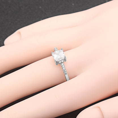 Morgan Engagement Ring Princess Cz Sterling Silver Women Ginger Lyne Collection