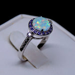 Load image into Gallery viewer, Fire Opal Statement Ring for Women Purple Cz Ginger Lyne Collection - 10
