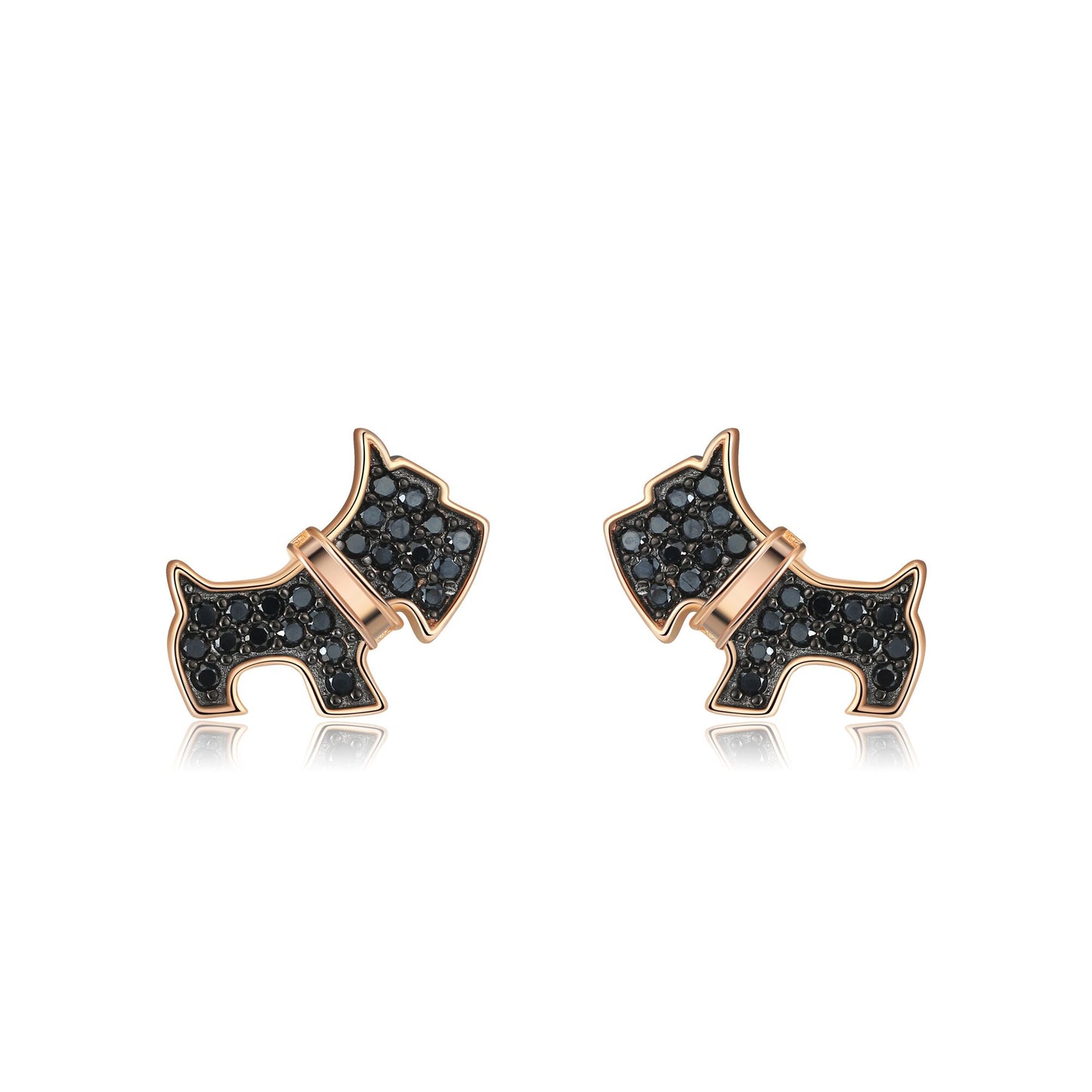 Scottie Dog Bone Earring Necklace Set for Girls and Women Sterling Silver Ginger Lyne Collection