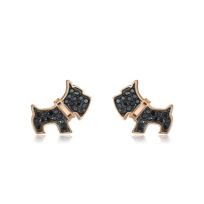 Scottie Dog Bone Earring Necklace Set for Girls and Women Sterling Silver Ginger Lyne Collection