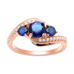 Load image into Gallery viewer, Brielle Rose Gold Sterling Silver Blue Cz Birthstone Ring Ginger Lyne Collection - Blue,10

