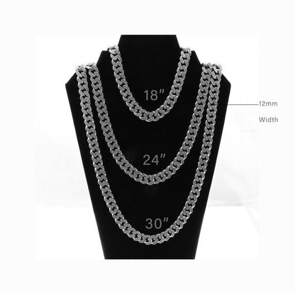 Gold Cuban Link Chain Necklace Iced Out Hip Hop Men Women Ginger Lyne Collection - 30 Inch Silver