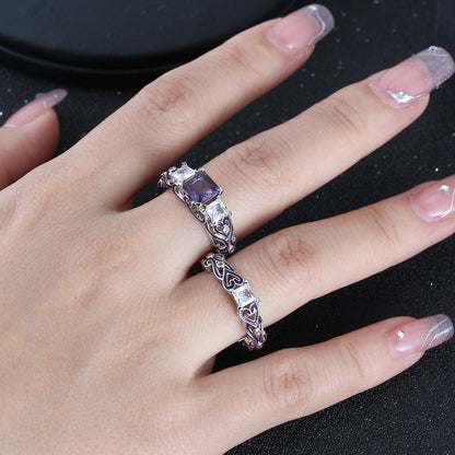 Cherri Purple Bridal Set Cz Princess Engagement Ring Women Ginger Lyne Collection