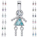 Load image into Gallery viewer, Baby Birthstone Pendant Charm by Ginger Lyne, Girl March Blue Cubic Zirconia Sterling Silver - Girl March
