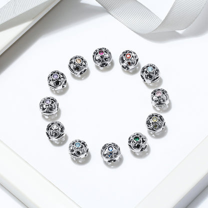 Birthstone Charms for Bracelet Sterling Silver CZ Womens Ginger Lyne Collection - January
