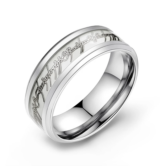 GlowinDarkWeddingBandRingforMenorWomen8mmStainlessSteelorBlackGingerLyne_GlowGreen-1