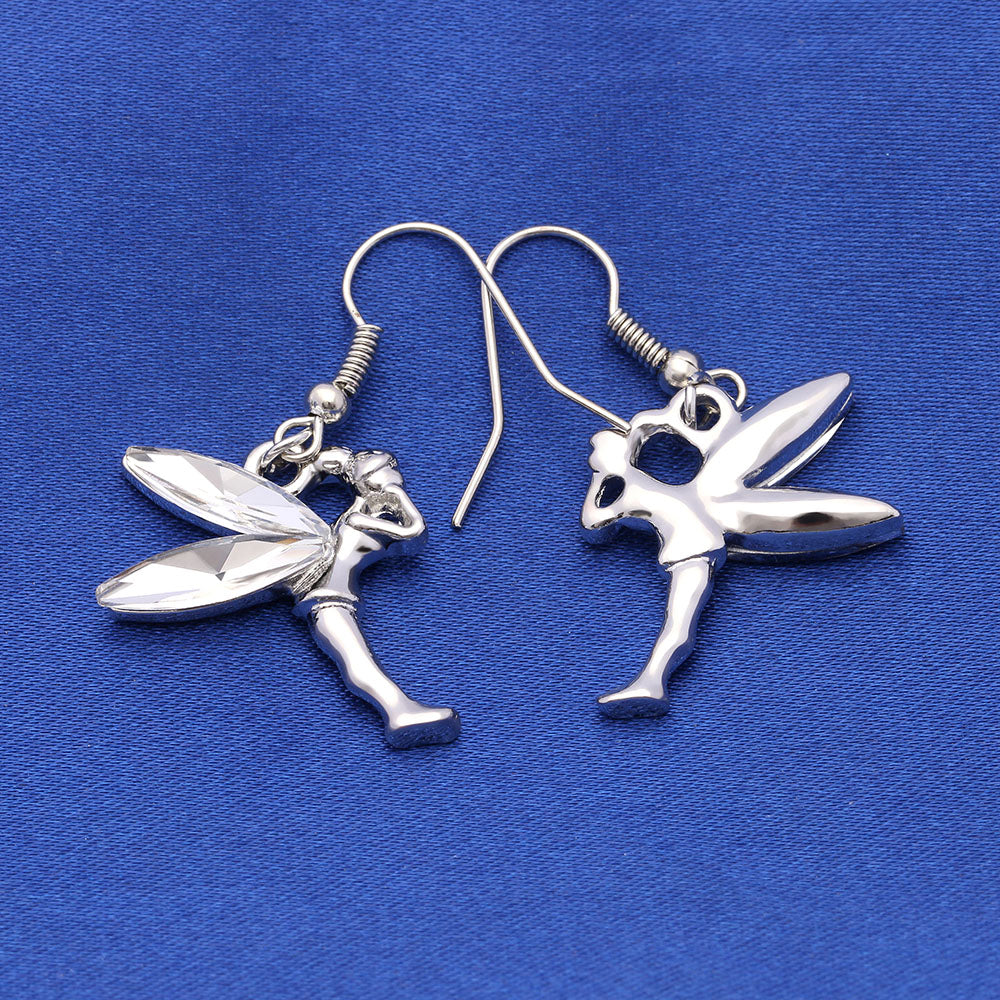 Fairy Crystal Wings Hook Earrings Girls Women Ginger Lyne Collection