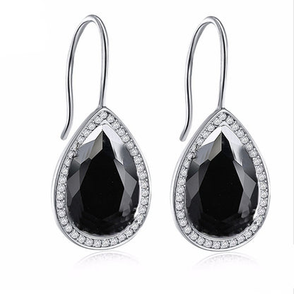 Hook Drop Earrings for Women by Ginger Lyne Teardrop Oval Pear Clear Cubic Zirconia