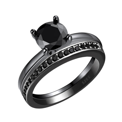 EnvyBridalSetSolitaireSilver1.25CtEngagementWomensGingerLyneCollection_Black/BlackSet-1