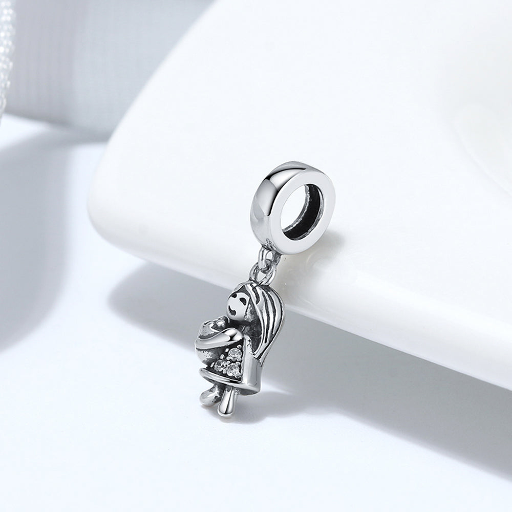 Little Girl Charm Oxidized Cubic Zirconia Sterling Silver Womens Ginger Lyne Collection