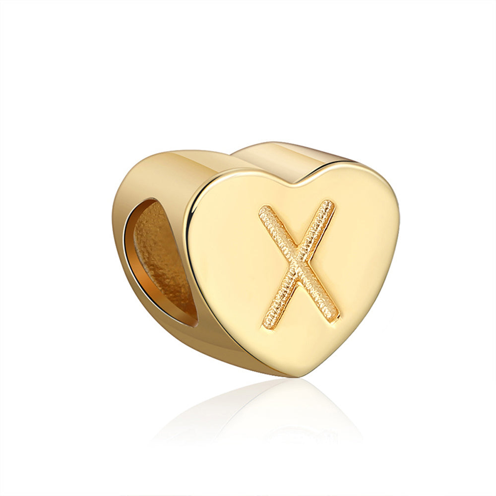 Initial Heart Charms Gold Plated  Sterling Silver Womens Ginger Lyne Collection - X