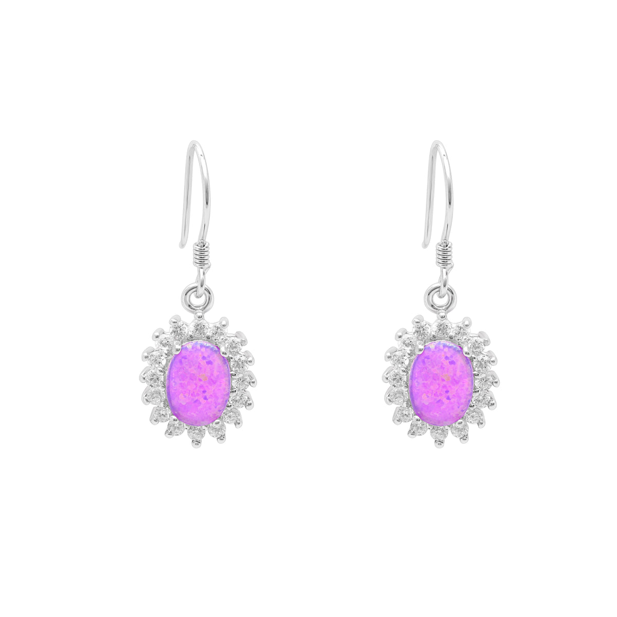 Fire Opal Hook Dangle Earrings for Women Cz Sterling Silver Ginger Lyne Collection - Purple