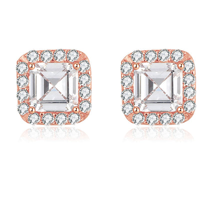 Square Halo Stud Earrings for Women Clear Cz Sterling Silver Womens Ginger Lyne Collection