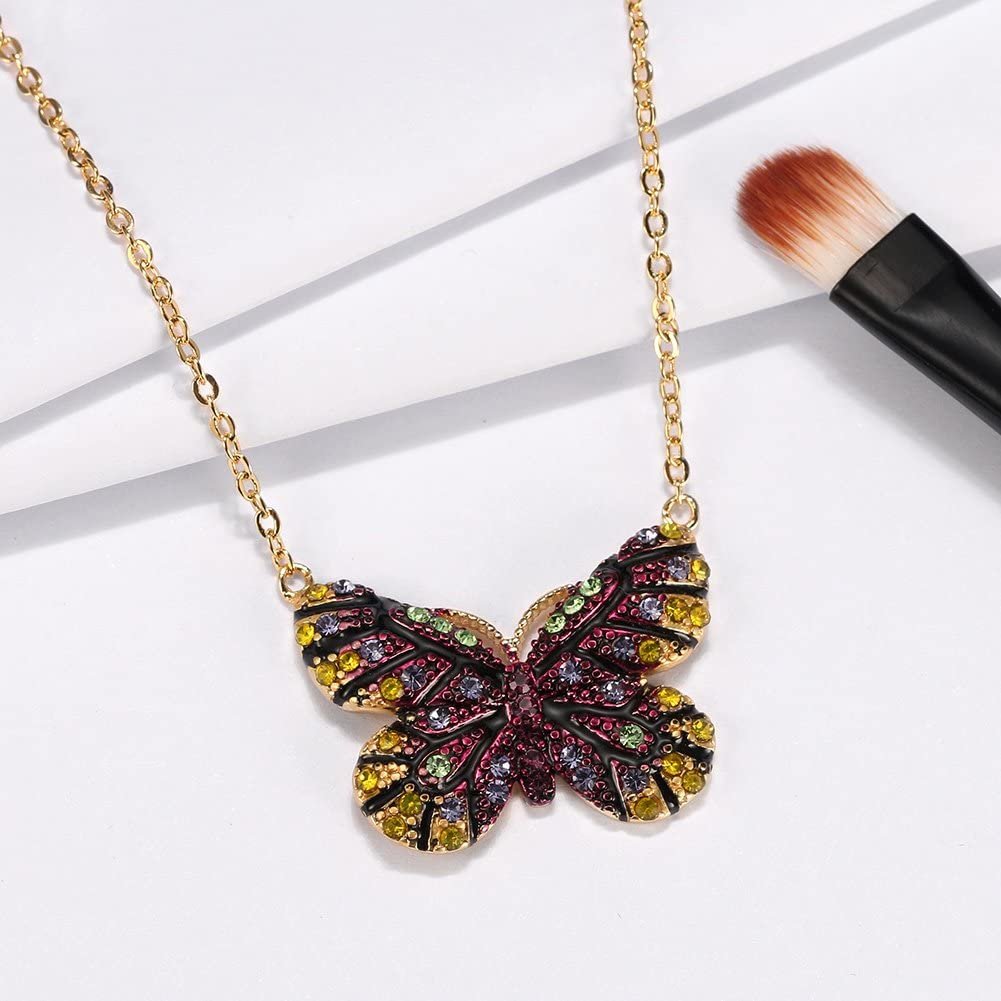 Butterfly Chain Pendant Necklace for Women Red Cubic Zirconia Ginger Lyne Collection - Purple