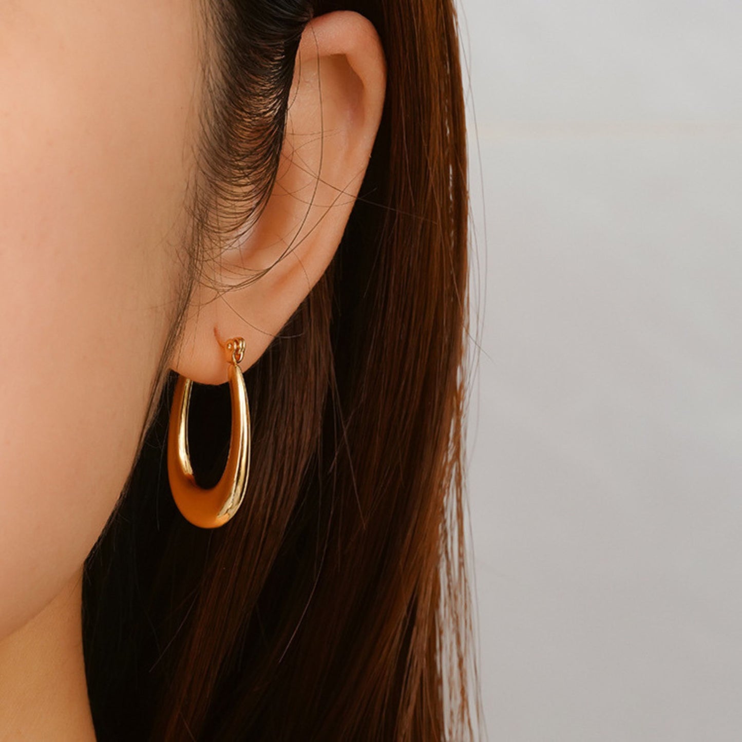 Hoop Earrings for Women by Ginger Lyne Gold Stainless Steel Lightweight Classic Everyday Style - Silver