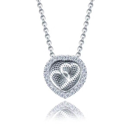 Heart Pendant Chain Necklace Sterling Silver Cz Womens Ginger Lyne Collection - Rose Gold