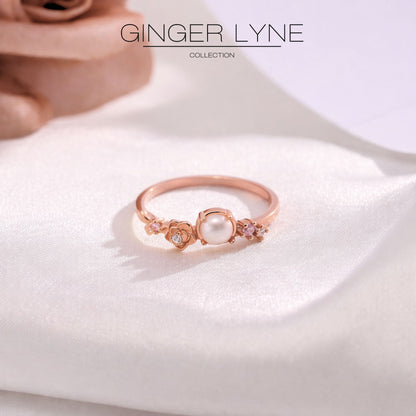 IslaSimulatedPearlRingforWomenSterlingSilver14KGoldPlatedGingerLyneCollection_Rose-2