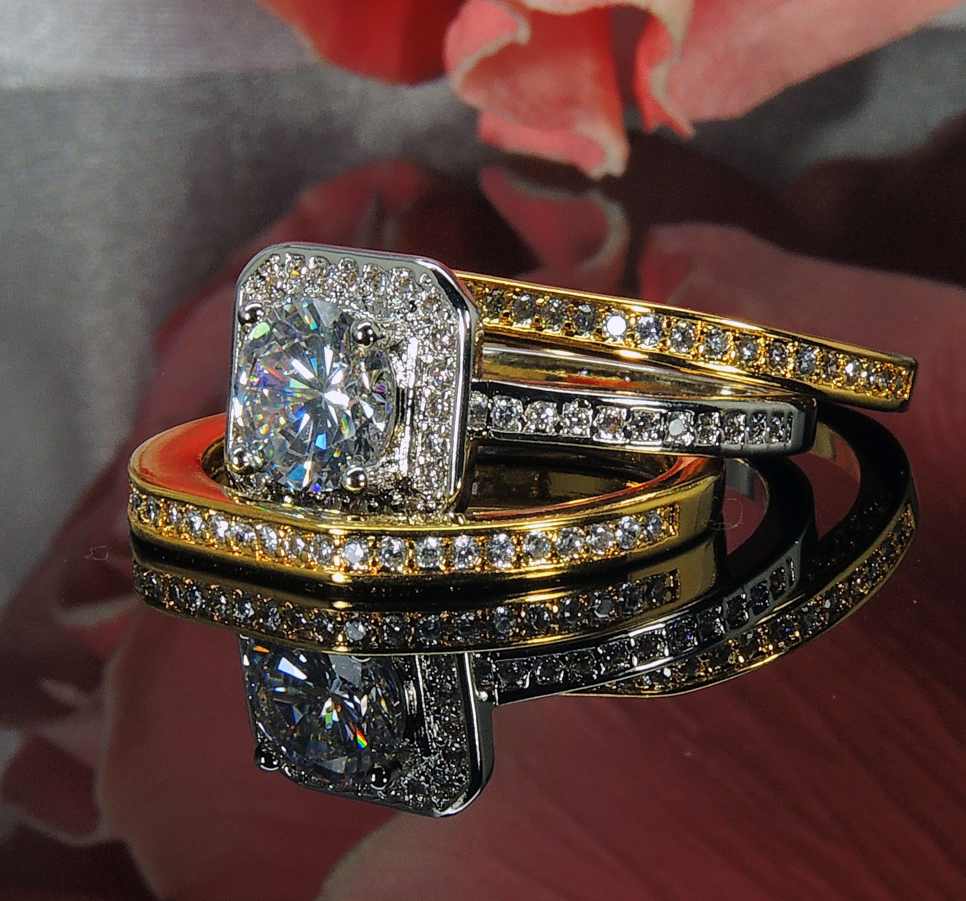 MarissaWeddingRingSetforWomen3pcTwoTonePlatedEngagement+BandGingerLyneCollection_Gold-4