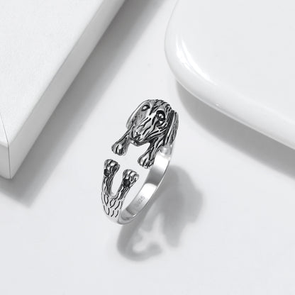 Dachshund Weiner Dog Sterling Silver Women Wrap Ring Adjustable Ginger Lyne Collection