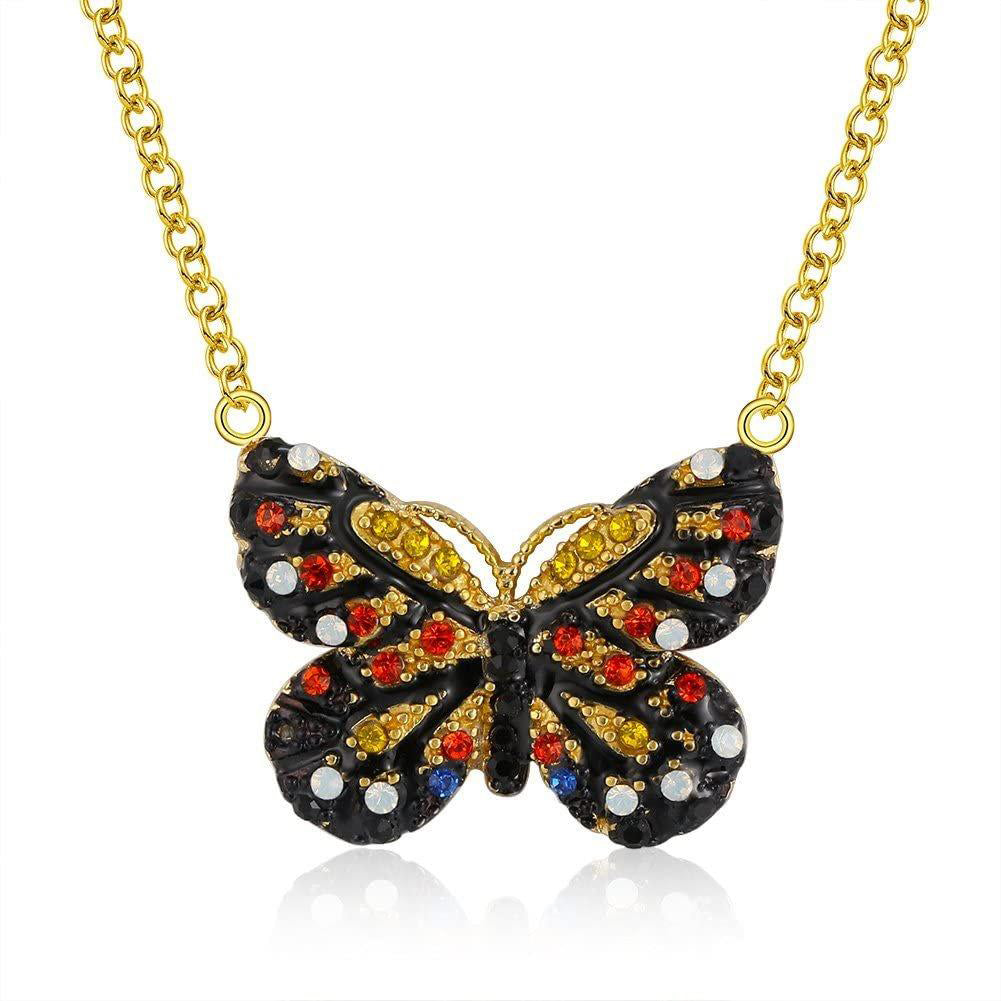 Butterfly Chain Pendant Necklace for Women Red Cubic Zirconia Ginger Lyne Collection