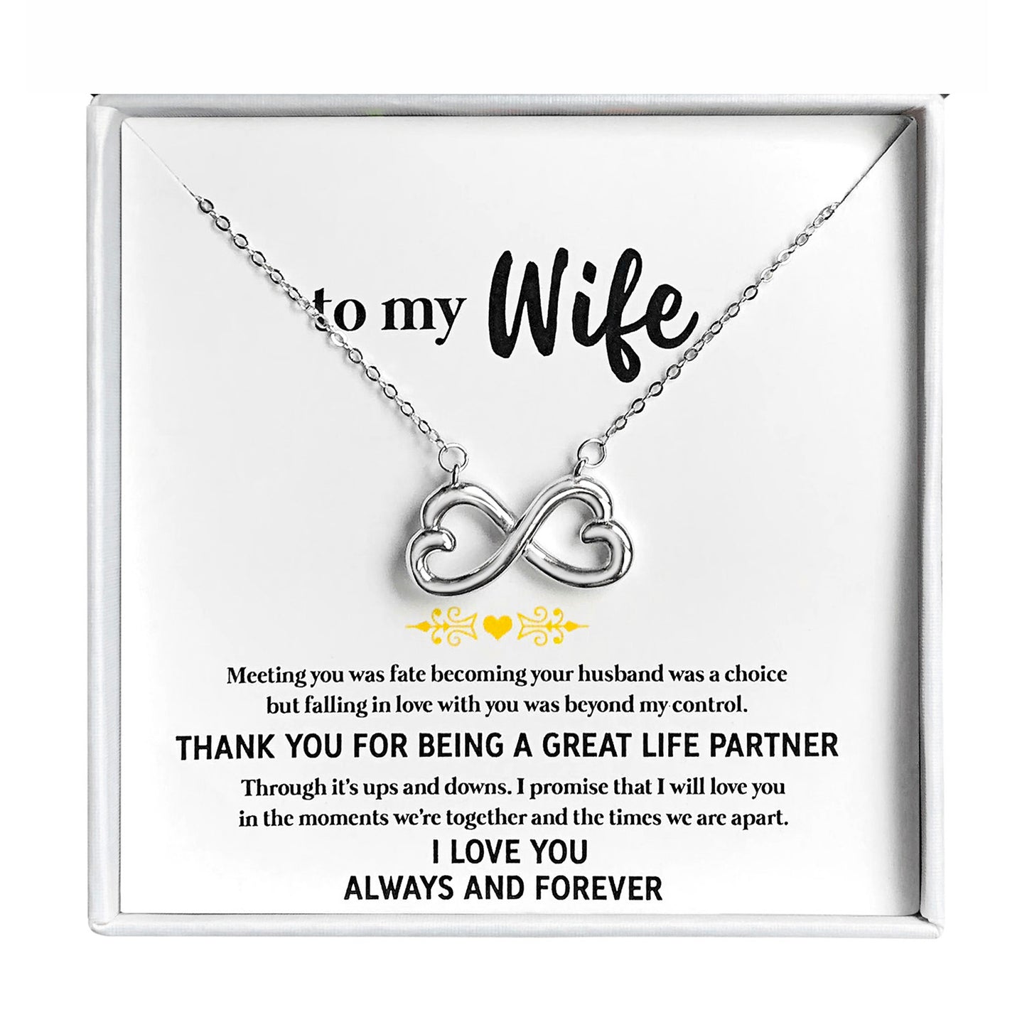 Wife Greeting Card Sterling Silver Infinity Heart Necklace Women Ginger Lyne Collection - Wife-05