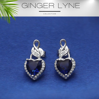 Heart Shape Blue Cz Drop Stud Earrings Womens Ginger Lyne Collection