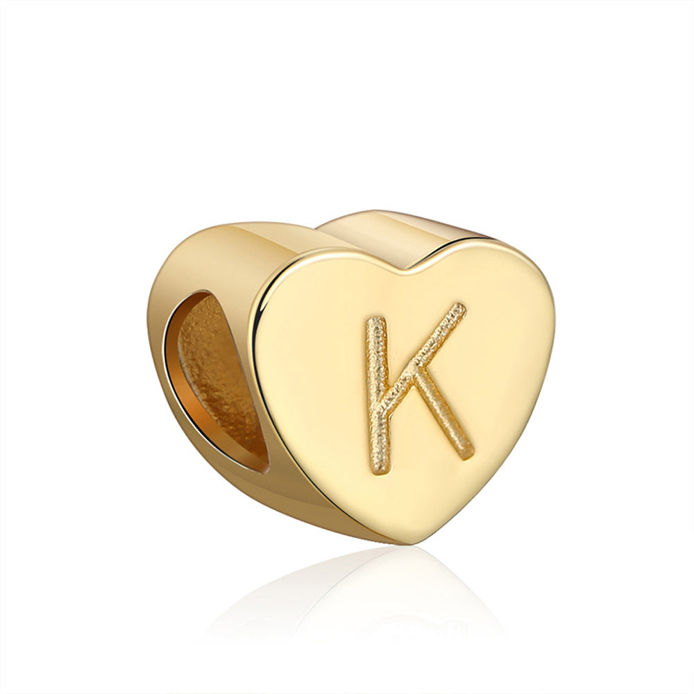 Initial Heart Charms Gold Plated  Sterling Silver Womens Ginger Lyne Collection - K