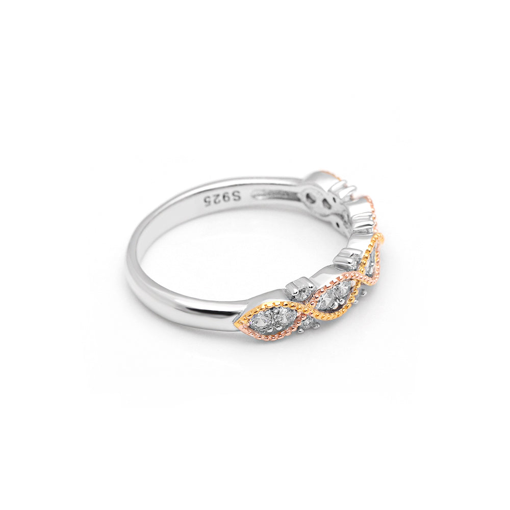 Courtney Rose Gold Sterling Silver Cz Anniversary Band Ring Ginger Lyne Collection - 5