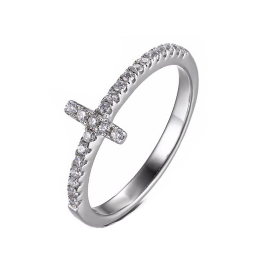 CrossRingReligionWomenWhiteGoldPlatedCubicZirconiaGingerLyneCollection_Silver-1