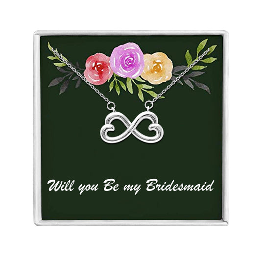 Bridesmaid Greeting Card and Hearts Necklace Sterling Silver Ginger Lyne Collection