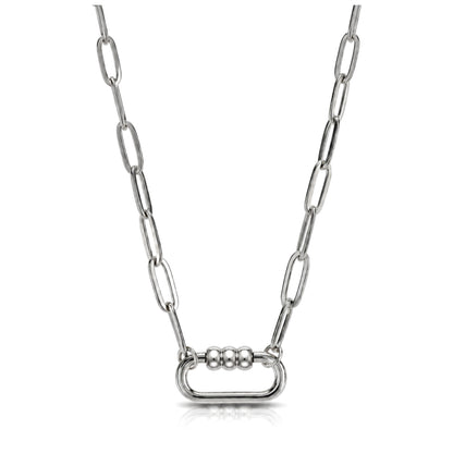 Carabiner Charm Holder Necklace for Women by Ginger Lyne 18KT Gold Plated Stainless Steel 18-20"