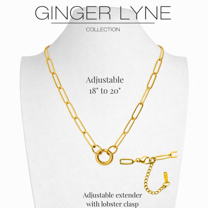 CarabinerCharmNecklaceforWomenPaperclipChainRoundCarabinerHolderStainlessSteelbyGingerLyne_GoldTone-Small-12mm-6