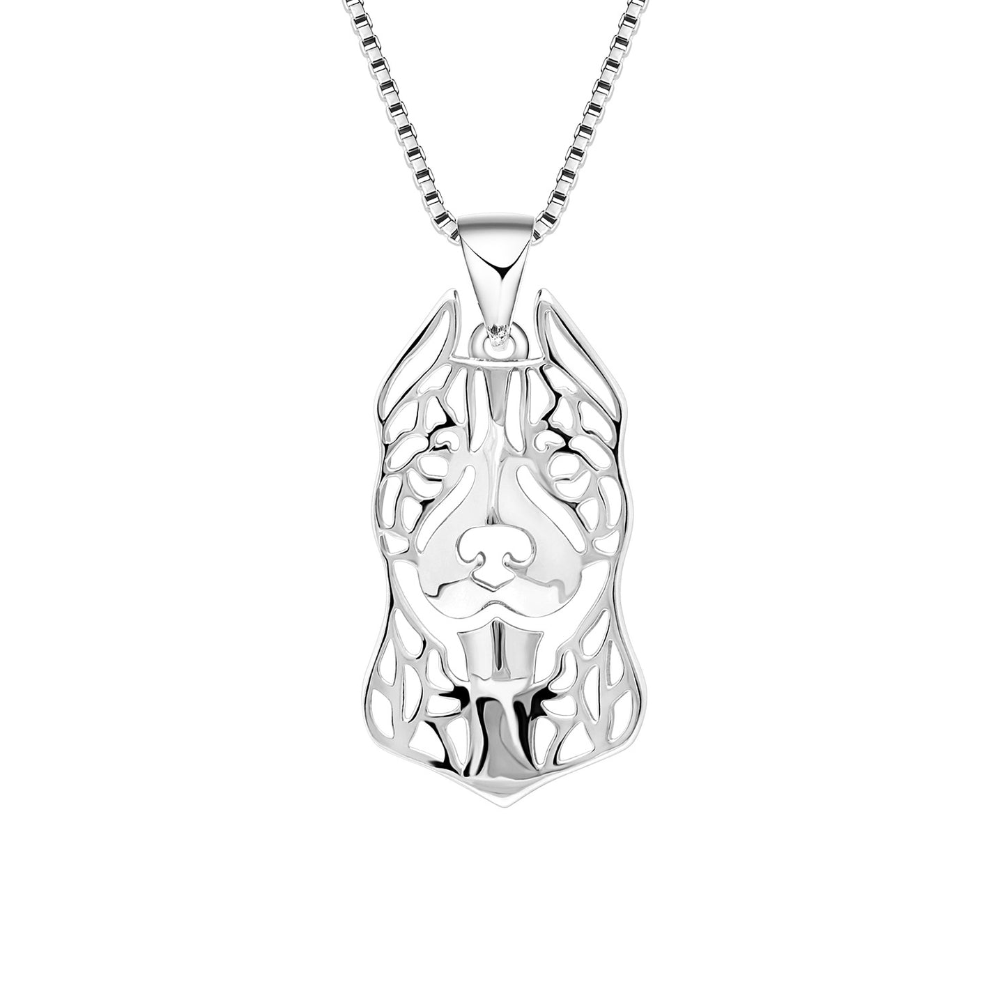Pit Bull Staffordshire Terrier Dog Necklace Silver Womens Ginger Lyne Collection - Ears Up Necklace