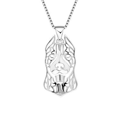 Pit Bull Terrier Dog Pendant Necklace Sterling Silver Women Ginger Lyne Collection - Ears Up Necklace