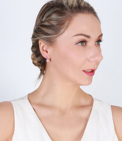 Drop Hook Earrings for Women Simulated Pearl Sterling Silver Ginger Lyne Collection - Pink