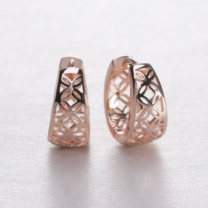 Filigree Wide Hoop Earrings for Women White Gold Plated Ginger Lyne Collection - Rose Gold