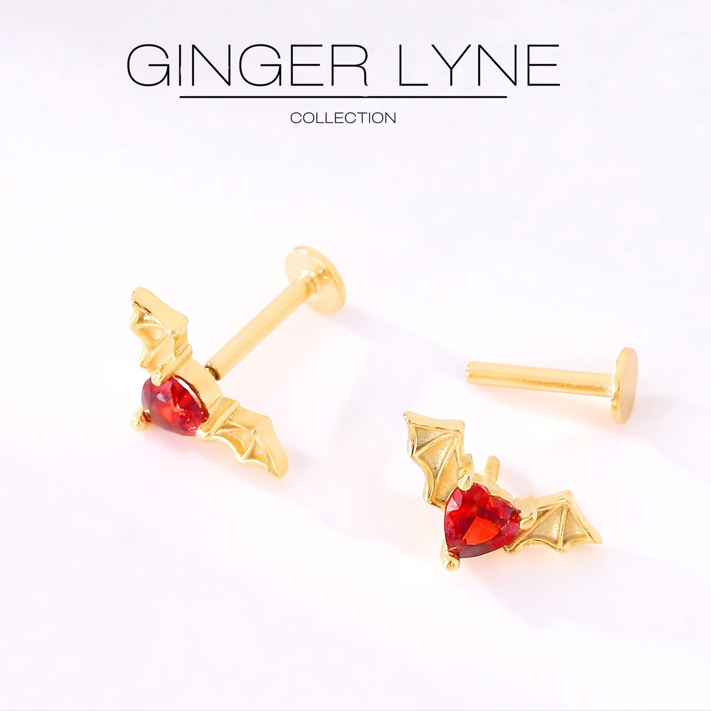 FlyingBatFlatBackEarringsforWomenSterlingSilver16gCartilageHelixLobeBodyPiercingStudGingerLyne_Gold-2