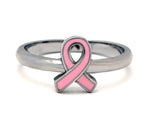 Load image into Gallery viewer, Hope Ring Pink Ribbon Steel Breast Cancer Awareness Womens Ginger Lyne Collection - 10

