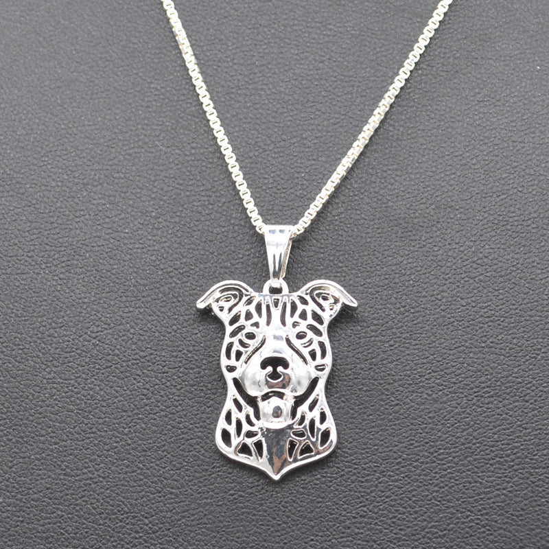 Pit Bull Staffordshire Terrier Dog Necklace Silver Womens Ginger Lyne Collection